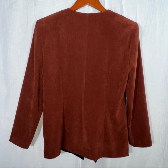 Vintage DJ Summers 90s Mod Retro Faux Suede Button Front Blazer Size 10P - Picture 6 of 7
